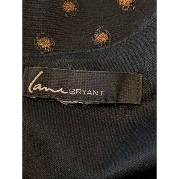 Lane Bryant Surplice Front Dress Plus 3X Black Gold Dots Sleeveless Lined Party - Picture 6 of 6